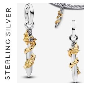 🌟 14K Gold Plated Sterling Silver Sword Charm Pendant